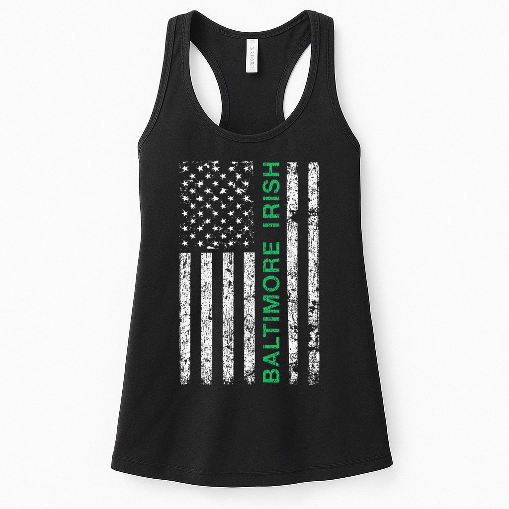 Baltimore Maryland Irish American Ireland US Flag Womens Tank Top