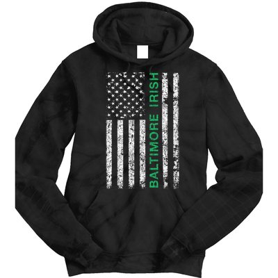 Baltimore Maryland Irish American Ireland US Flag Tie Dye Hoodie