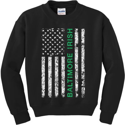 Baltimore Maryland Irish American Ireland US Flag Kids Sweatshirt