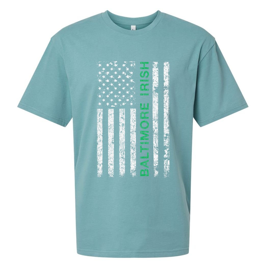 Baltimore Maryland Irish American Ireland US Flag Sueded Cloud Jersey T-Shirt