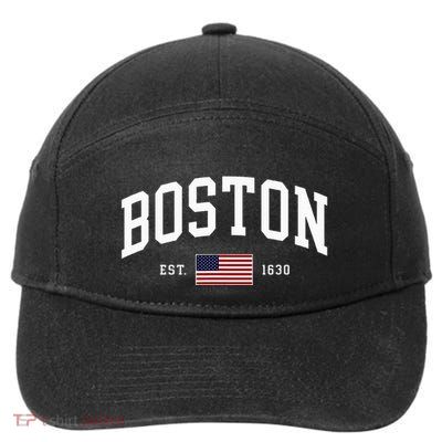 Boston Massachusetts July 4th Us Flag Retro Throwback 7-Panel Snapback Hat