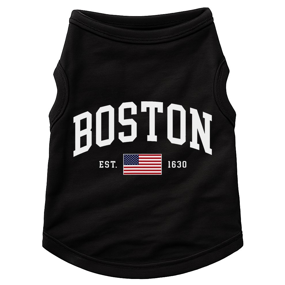 Boston Massachusetts July 4th Us Flag Retro Throwback Doggie Tank