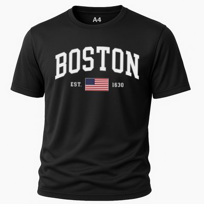 Boston Massachusetts July 4th Us Flag Retro Throwback Performance Shirt