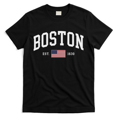 Boston Massachusetts July 4th Us Flag Retro Throwback T-Shirt