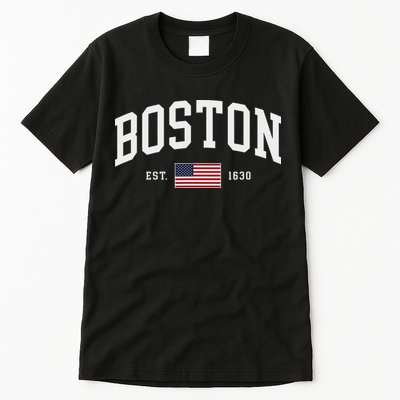 Boston Massachusetts July 4th Us Flag Retro Throwback Tall T-Shirt