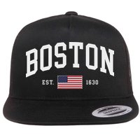 Boston Massachusetts July 4th Us Flag Retro Throwback Flatbill Hat