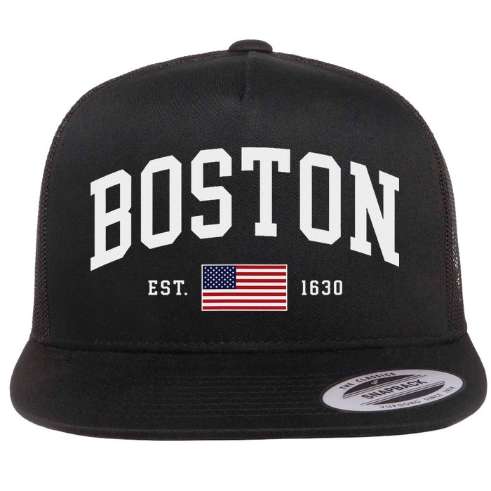 Boston Massachusetts July 4th Us Flag Retro Throwback Flatbill Hat