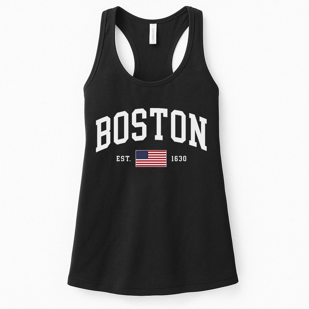 Boston Massachusetts July 4th Us Flag Retro Throwback Womens Tank Top
