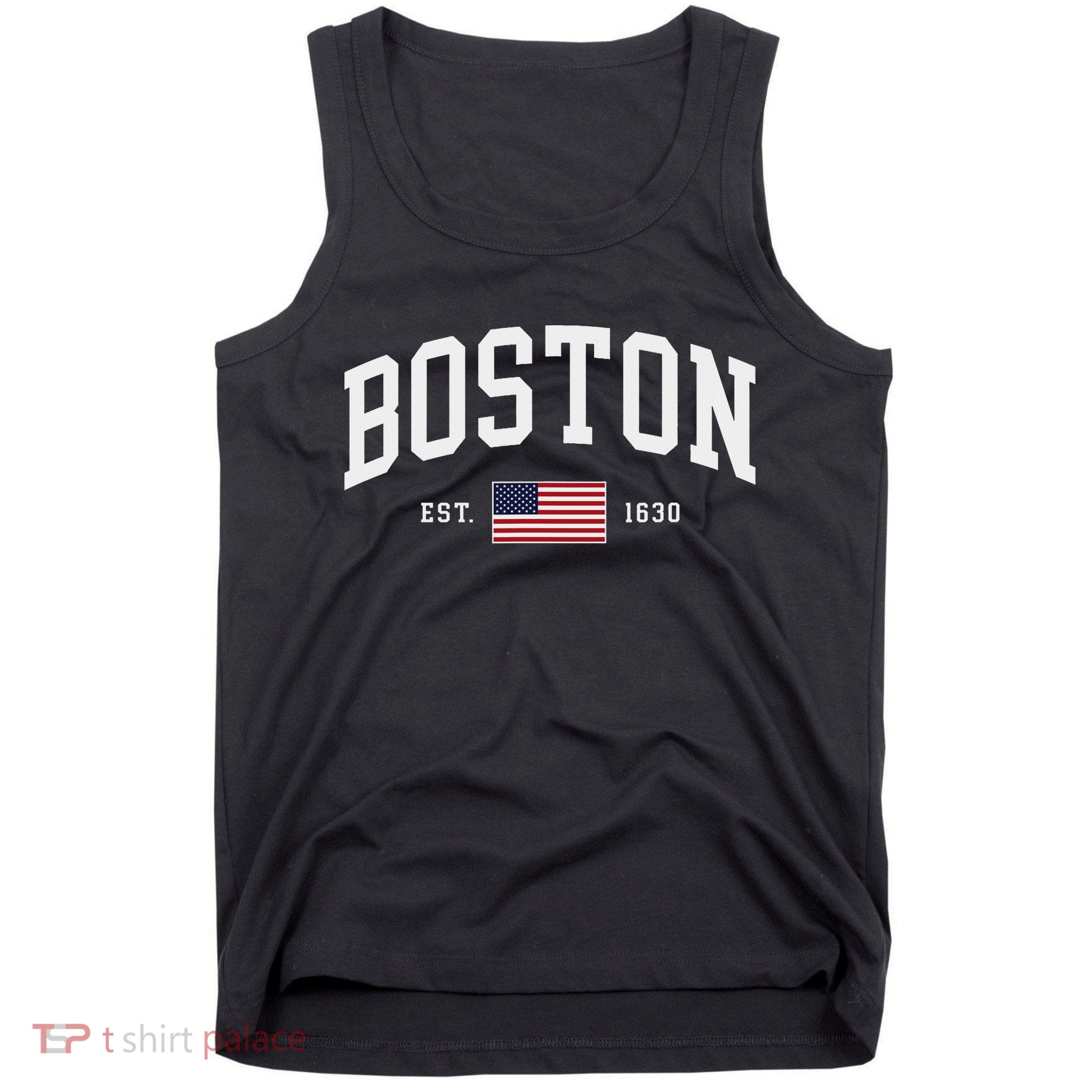 Boston Massachusetts July 4th Us Flag Retro Throwback Tank Top