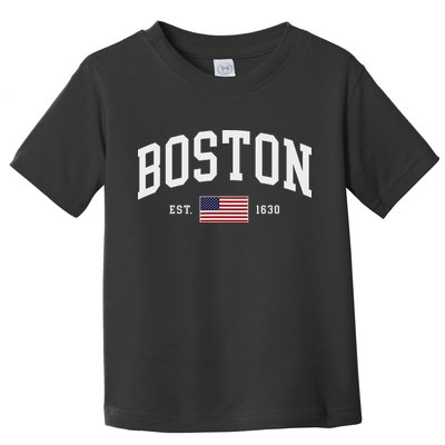 Boston Massachusetts July 4th Us Flag Retro Throwback Toddler T-Shirt