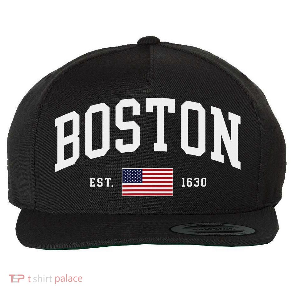 Boston Massachusetts July 4th Us Flag Retro Throwback Wool Snapback Cap