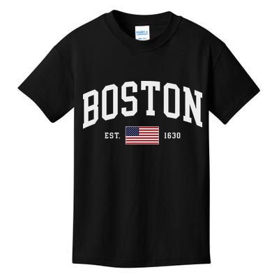 Boston Massachusetts July 4th Us Flag Retro Throwback Kids T-Shirt