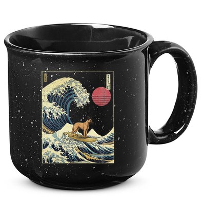 Belgian Malinois Japanese Kanagawa Wave Funny Surf Dog 15oz Campfire Ceramic Mug