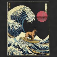 Belgian Malinois Japanese Kanagawa Wave Funny Surf Dog Beanie