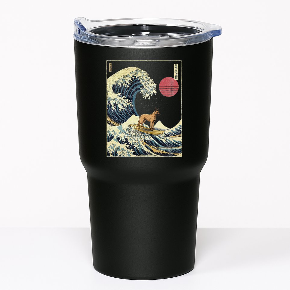 Belgian Malinois Japanese Kanagawa Wave Funny Surf Dog Tumbler