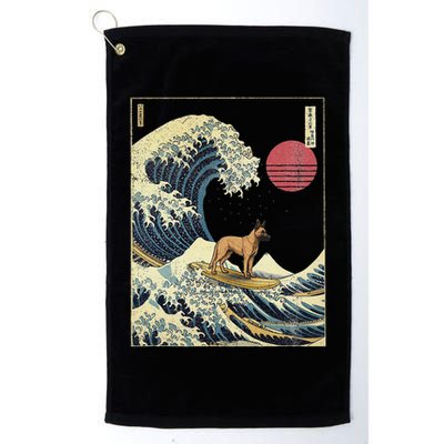 Belgian Malinois Japanese Kanagawa Wave Funny Surf Dog Golf Towel