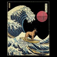 Belgian Malinois Japanese Kanagawa Wave Funny Surf Dog Toddler T-Shirt