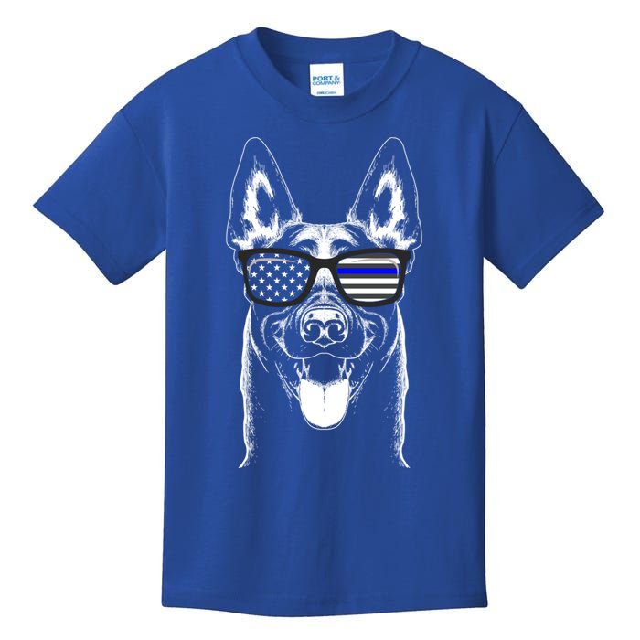 Belgian Malinois K9 Unit Thin Blue Line Flag Police Gift Cute Gift Kids T-Shirt