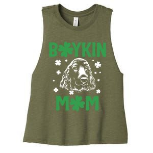 Boykin Mom Kin Spaniel Hunting Dog Mama St Patricks Day Gift Women's Racerback Cropped Tank