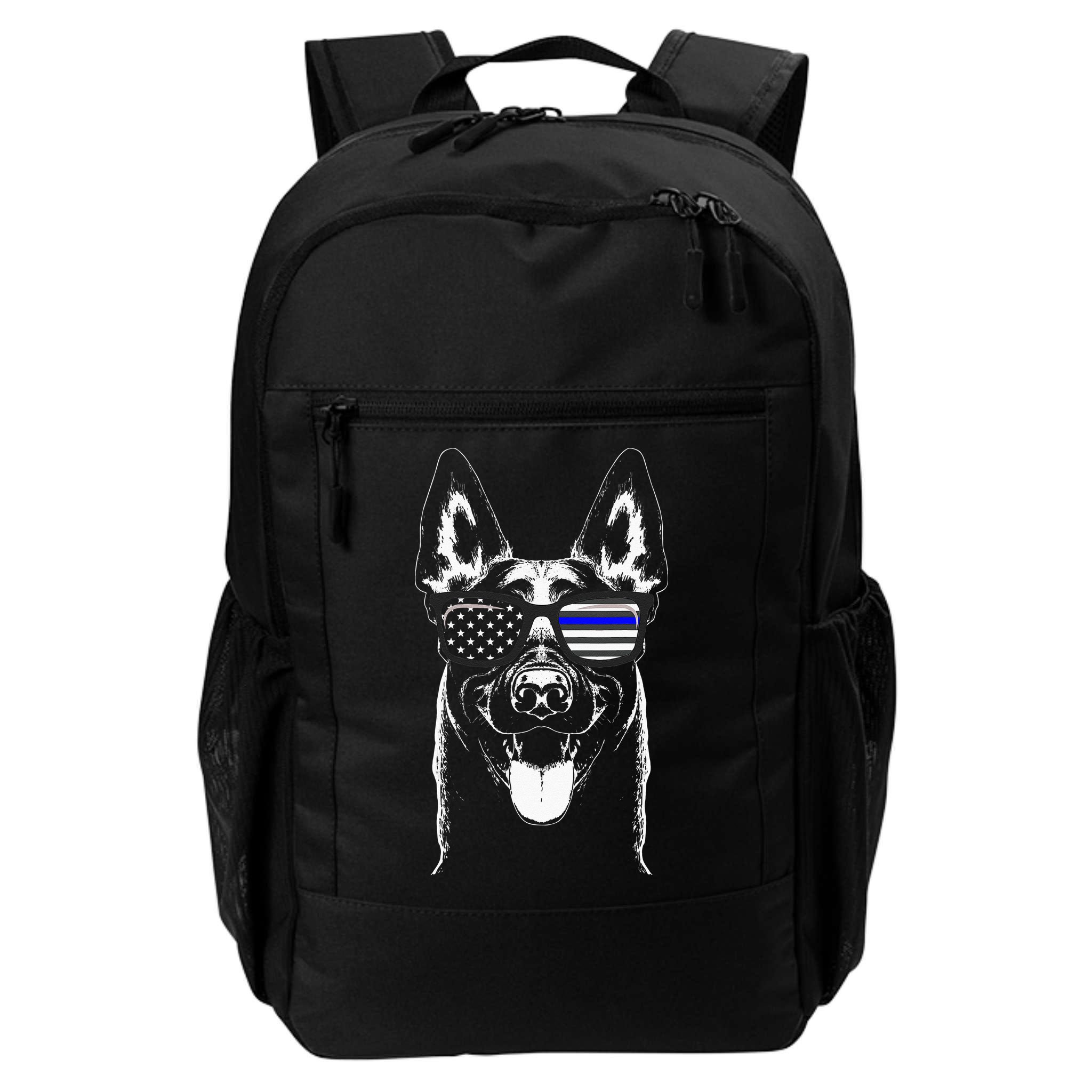 Belgian Malinois K9 Unit Thin Blue Line Flag Police Gift Backpack
