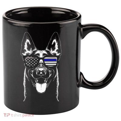 Belgian Malinois K9 Unit Thin Blue Line Flag Police Gift 11oz C Handle Ceramic Mug