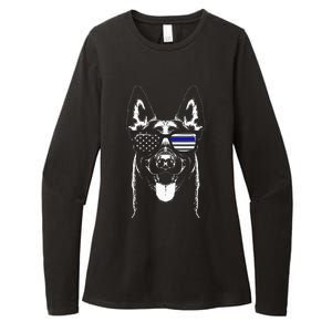 Belgian Malinois K9 Unit Thin Blue Line Flag Police Gift Womens CVC Long Sleeve Shirt