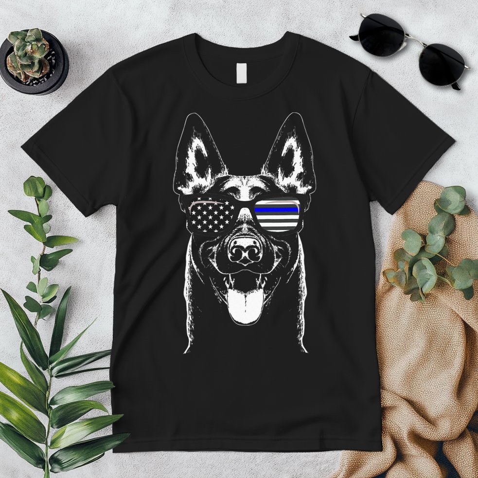 Belgian Malinois K9 Unit Thin Blue Line Flag Police Gift Premium T-Shirt