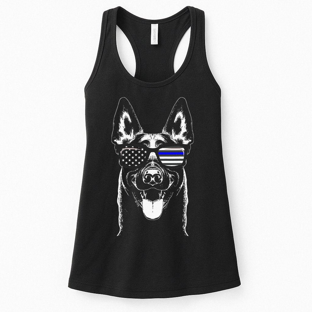 Belgian Malinois K9 Unit Thin Blue Line Flag Police Gift Womens Tank Top