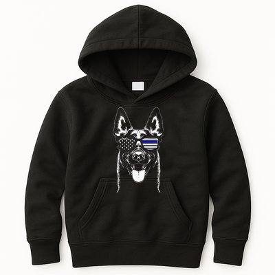 Belgian Malinois K9 Unit Thin Blue Line Flag Police Gift Kids Hoodie