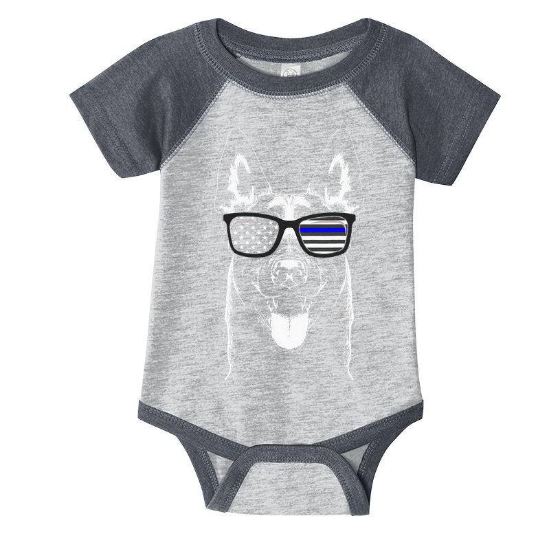 Belgian Malinois K9 Unit Thin Blue Line Flag Police Gift Infant Baby Jersey Bodysuit
