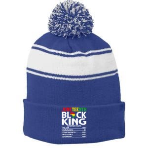 Black Melanin King Nutritional Facts African Blm Juneteenth Great Gift Stripe Pom Pom Beanie