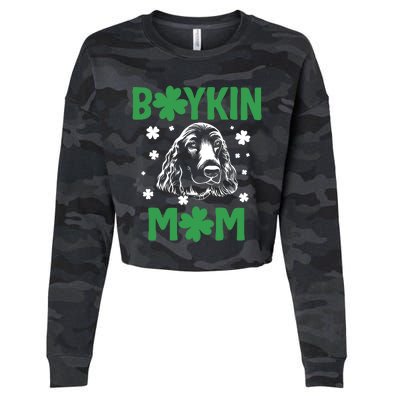 Boykin Mom Kin Spaniel Hunting Dog Mama St Patricks Day Gift Cropped Pullover Crew