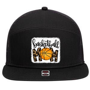 Basketball Mom Leopard Basketball Mama 7 Panel Mesh Trucker Snapback Hat