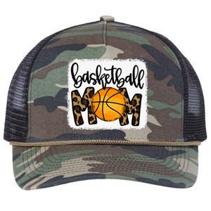 Basketball Mom Leopard Basketball Mama Retro Rope Trucker Hat Cap