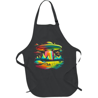 Bright Mountain Lake Camping Visitor UFO Alien Retro Apron