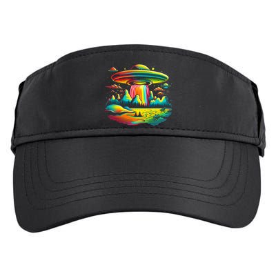 Bright Mountain Lake Camping Visitor UFO Alien Retro Adult Drive Performance Visor