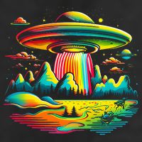 Bright Mountain Lake Camping Visitor UFO Alien Retro Adult Drive Performance Visor