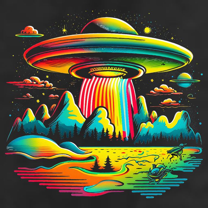 Bright Mountain Lake Camping Visitor UFO Alien Retro Adult Drive Performance Visor