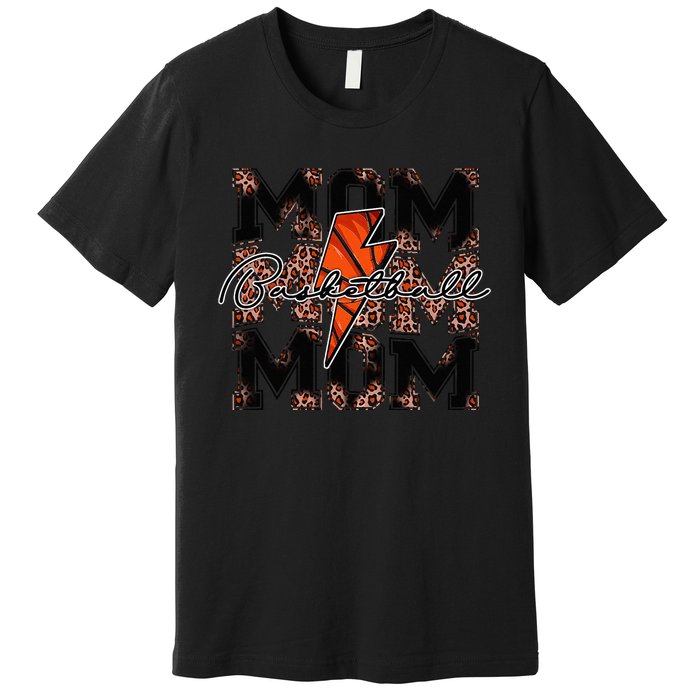 Basketball Mom leopard lightning bolt basketball game day Premium T-Shirt