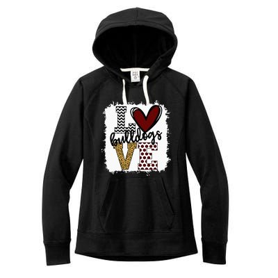 Bulldogs Mascot Love School Spirit Fantastic Gifts Women's Fleece Hoodie