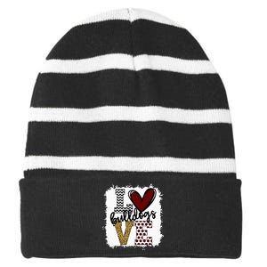 Bulldogs Mascot Love School Spirit Fantastic Gifts Striped Beanie with Solid Band