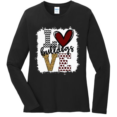 Bulldogs Mascot Love School Spirit Fantastic Gifts Ladies Long Sleeve Shirt