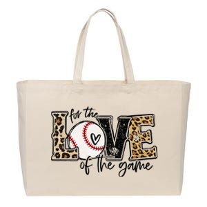 Baseball Mom Leopard For The Love Of The Game Baseball Cotton Canvas Jumbo Tote