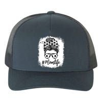 Bleached Mom Life Soccer Mom Leopard Messy Soccer Ball Yupoong Adult 5-Panel Trucker Hat