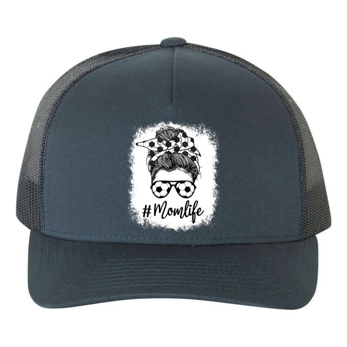 Bleached Mom Life Soccer Mom Leopard Messy Soccer Ball Yupoong Adult 5-Panel Trucker Hat