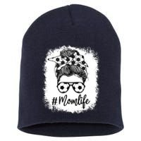 Bleached Mom Life Soccer Mom Leopard Messy Soccer Ball Short Acrylic Beanie