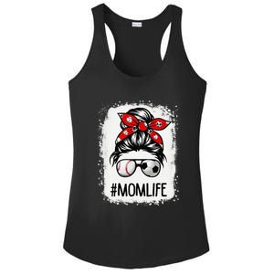 Bleached Mom Life Soccer Messy Bun Baseball Game Day Ladies PosiCharge Competitor Racerback Tank