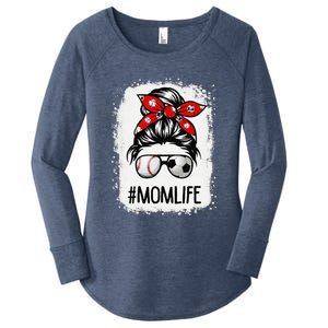 Bleached Mom Life Soccer Messy Bun Baseball Game Day Women's Perfect Tri Tunic Long Sleeve Shirt