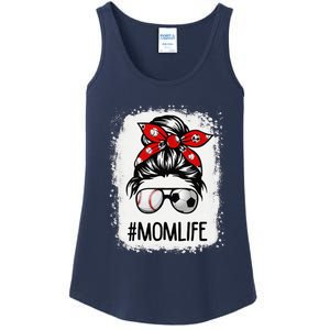 Bleached Mom Life Soccer Messy Bun Baseball Game Day Ladies Essential Tank