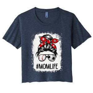 Bleached Mom Life Soccer Messy Bun Baseball Game Day Women's Crop Top Tee